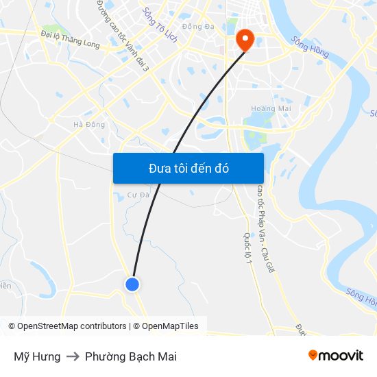 Mỹ Hưng to Phường Bạch Mai map