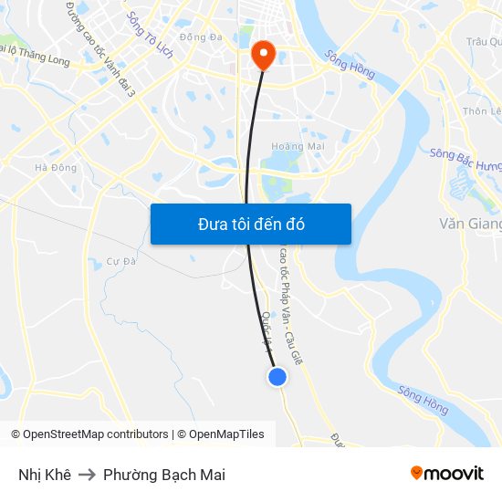 Nhị Khê to Phường Bạch Mai map