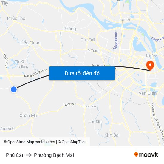 Phú Cát to Phường Bạch Mai map