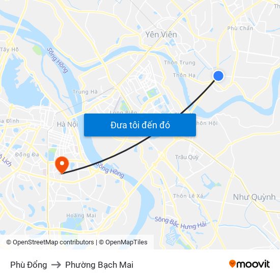 Phù Đổng to Phường Bạch Mai map