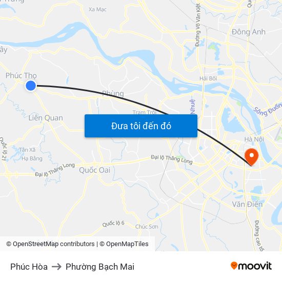 Phúc Hòa to Phường Bạch Mai map