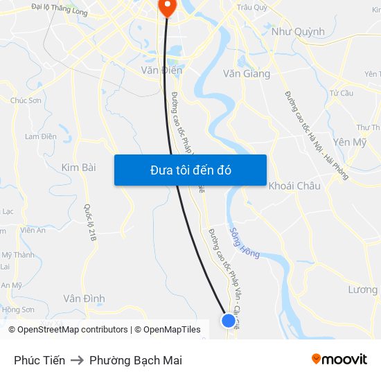 Phúc Tiến to Phường Bạch Mai map