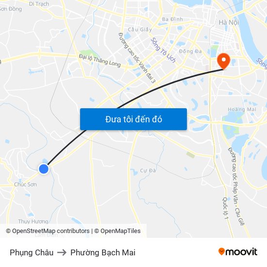 Phụng Châu to Phường Bạch Mai map