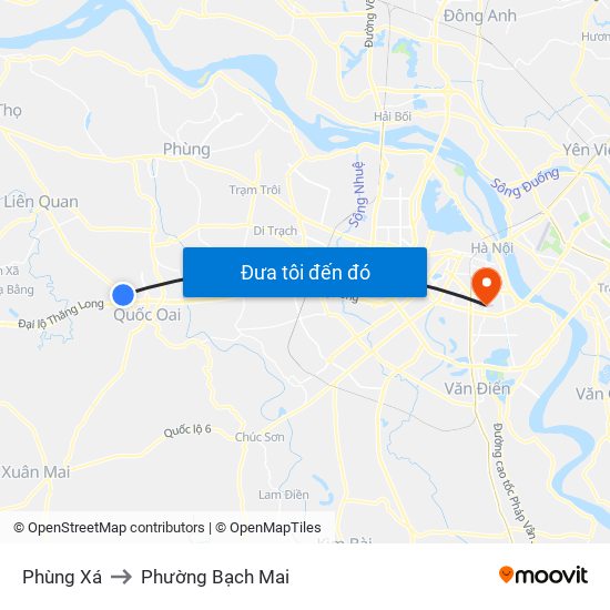 Phùng Xá to Phường Bạch Mai map