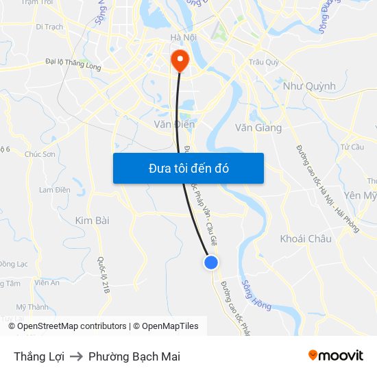 Thắng Lợi to Phường Bạch Mai map