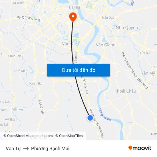 Văn Tự to Phường Bạch Mai map