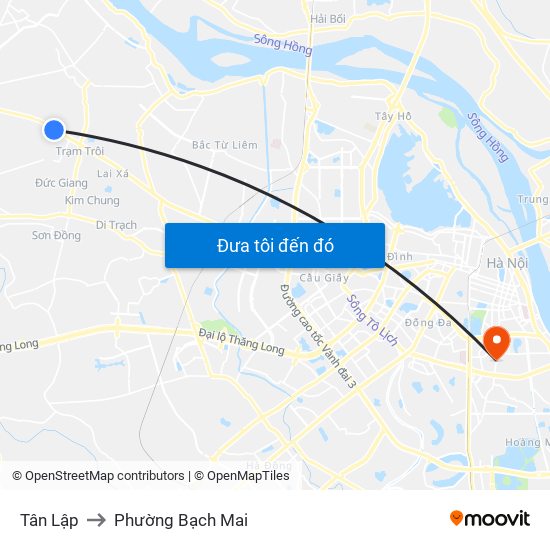 Tân Lập to Phường Bạch Mai map