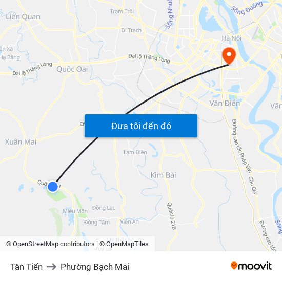 Tân Tiến to Phường Bạch Mai map