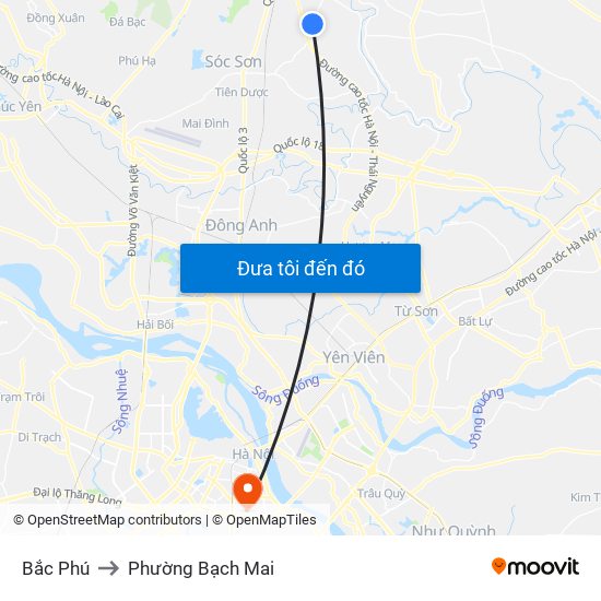 Bắc Phú to Phường Bạch Mai map