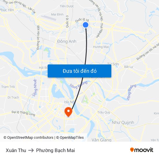 Xuân Thu to Phường Bạch Mai map