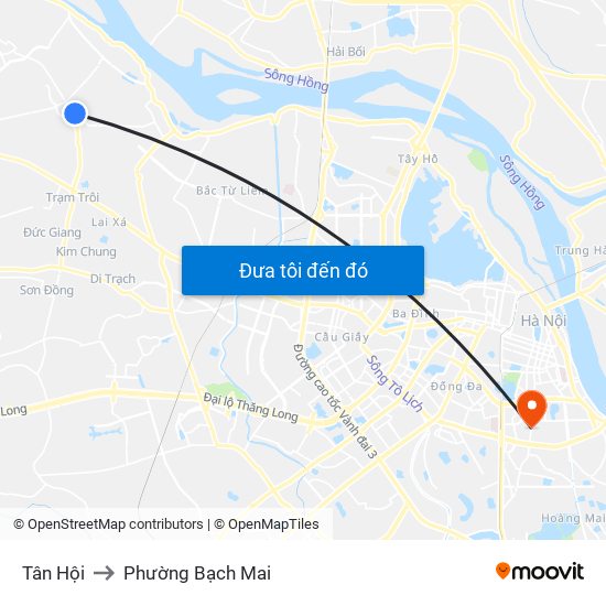 Tân Hội to Phường Bạch Mai map