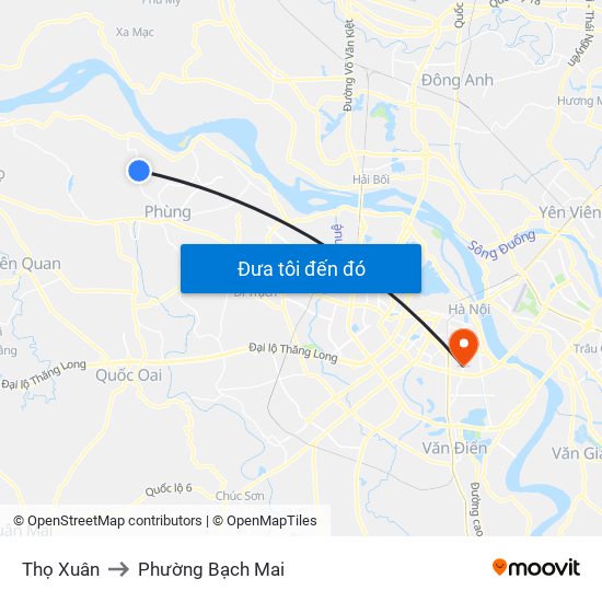Thọ Xuân to Phường Bạch Mai map