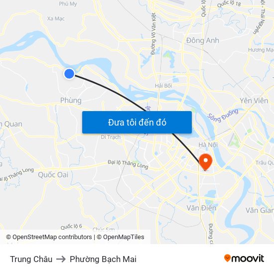 Trung Châu to Phường Bạch Mai map