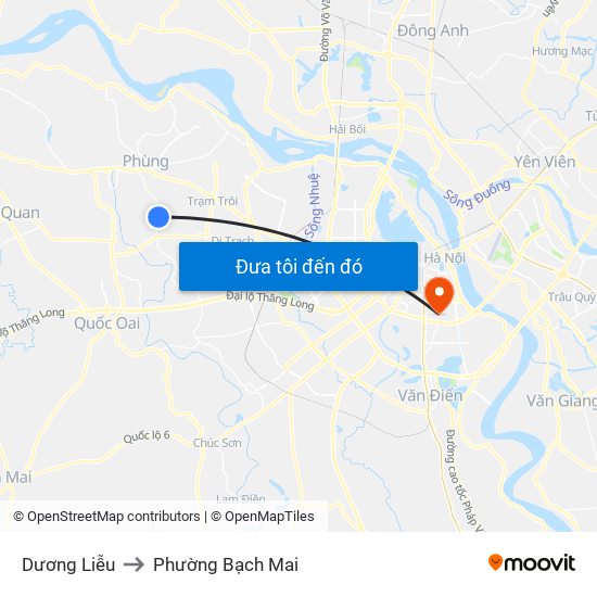 Dương Liễu to Phường Bạch Mai map