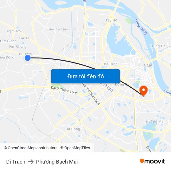 Di Trạch to Phường Bạch Mai map