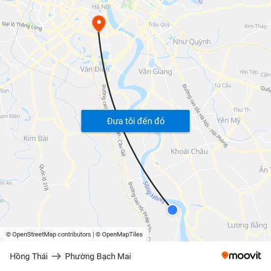 Hồng Thái to Phường Bạch Mai map