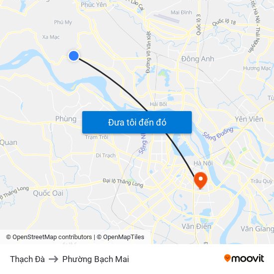 Thạch Đà to Phường Bạch Mai map