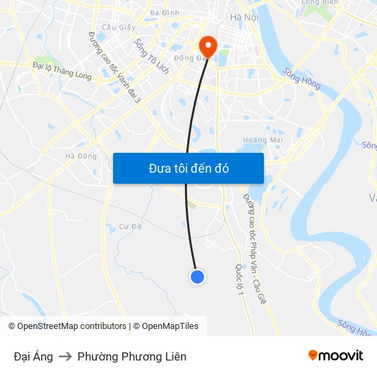 Đại Áng to Phường Phương Liên map