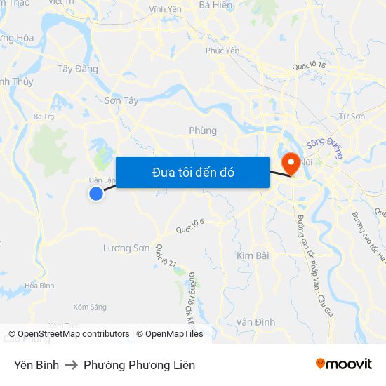 Yên Bình to Phường Phương Liên map