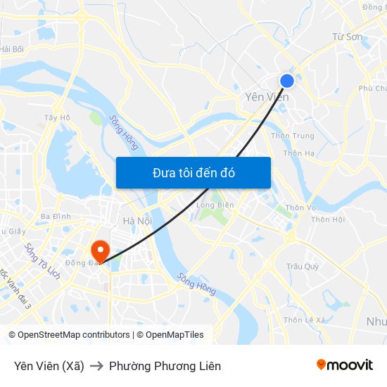 Yên Viên (Xã) to Phường Phương Liên map