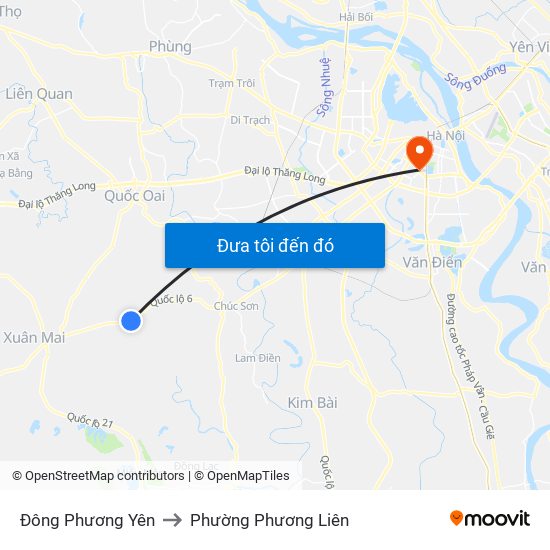 Đông Phương Yên to Phường Phương Liên map