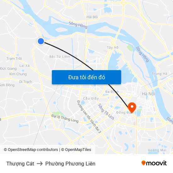 Thượng Cát to Phường Phương Liên map