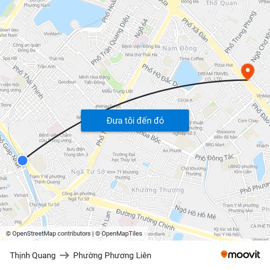 Thịnh Quang to Phường Phương Liên map