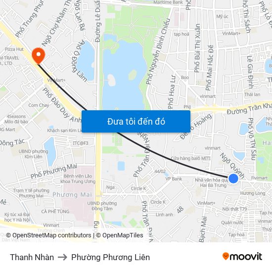 Thanh Nhàn to Phường Phương Liên map