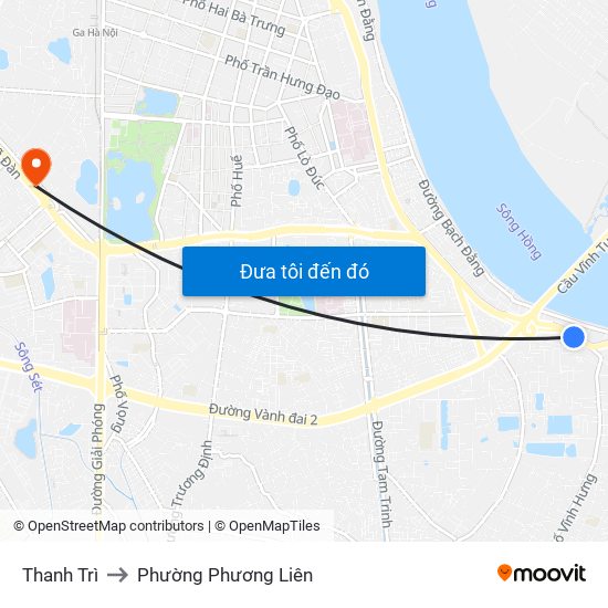 Thanh Trì to Phường Phương Liên map