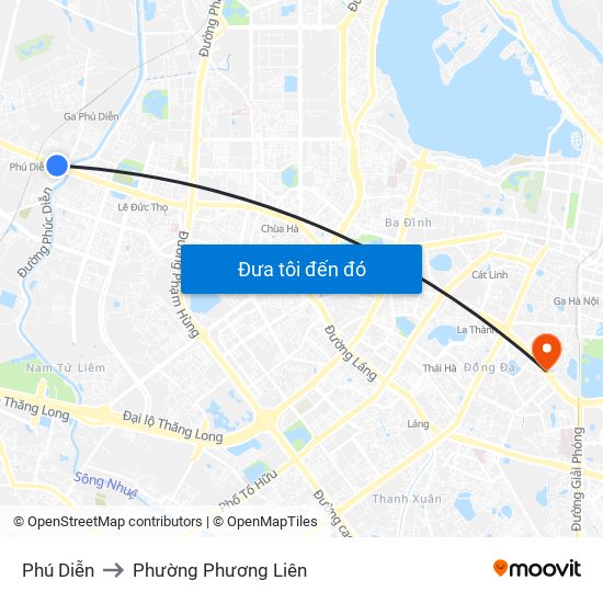 Phú Diễn to Phường Phương Liên map