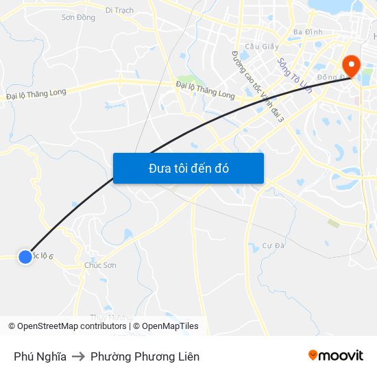 Phú Nghĩa to Phường Phương Liên map