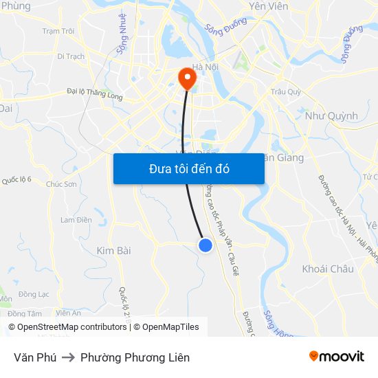 Văn Phú to Phường Phương Liên map