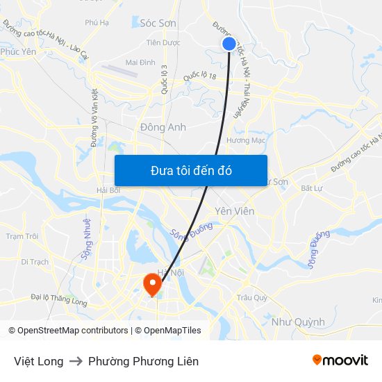 Việt Long to Phường Phương Liên map