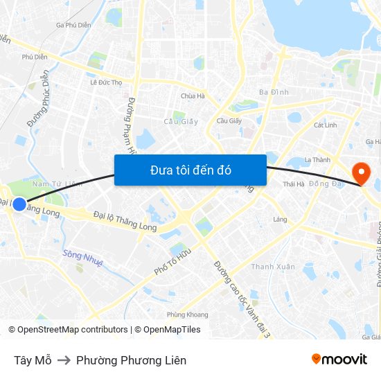 Tây Mỗ to Phường Phương Liên map