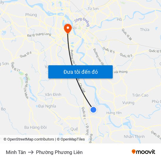 Minh Tân to Phường Phương Liên map