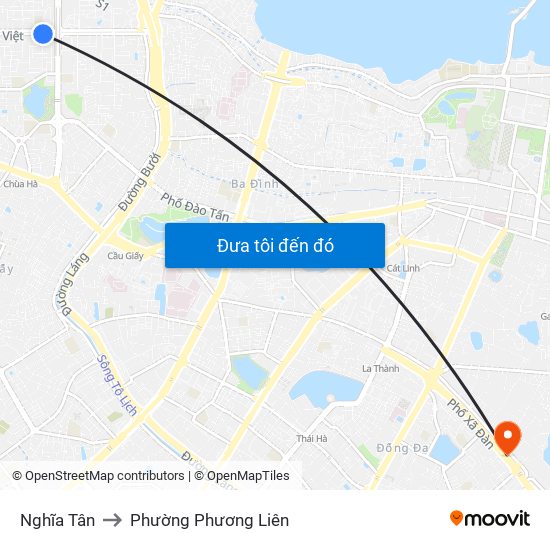 Nghĩa Tân to Phường Phương Liên map