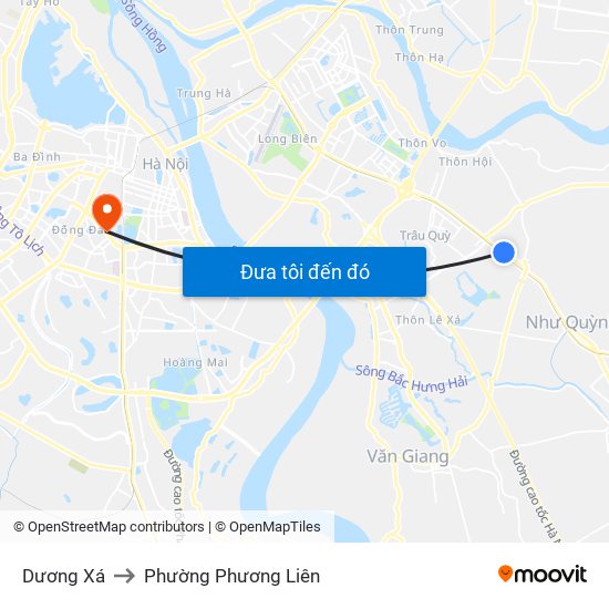 Dương Xá to Phường Phương Liên map