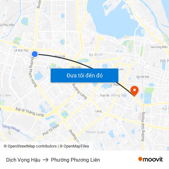 Dịch Vọng Hậu to Phường Phương Liên map