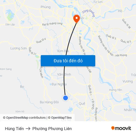 Hùng Tiến to Phường Phương Liên map