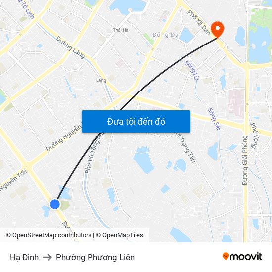 Hạ Đình to Phường Phương Liên map
