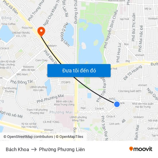 Bách Khoa to Phường Phương Liên map