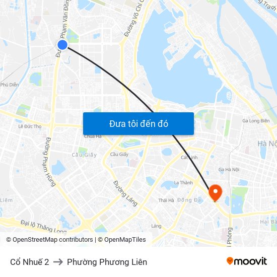 Cổ Nhuế 2 to Phường Phương Liên map