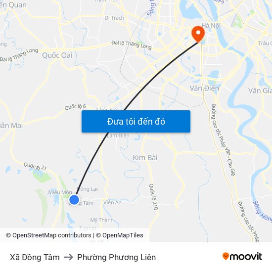Xã Đồng Tâm to Phường Phương Liên map
