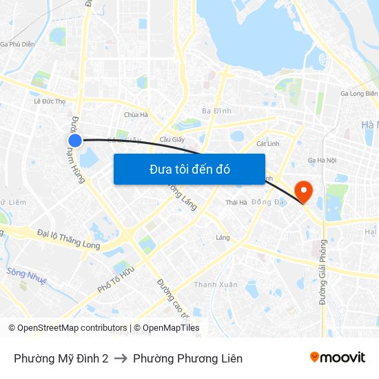 Phường Mỹ Đình 2 to Phường Phương Liên map