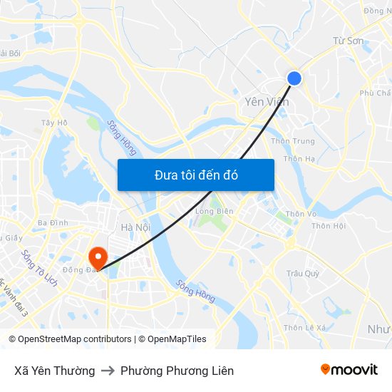 Xã Yên Thường to Phường Phương Liên map