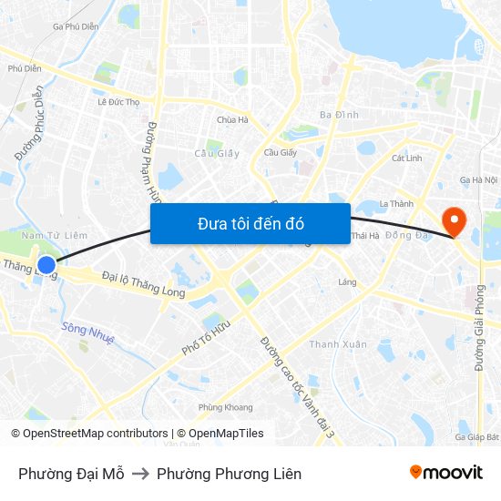 Phường Đại Mỗ to Phường Phương Liên map