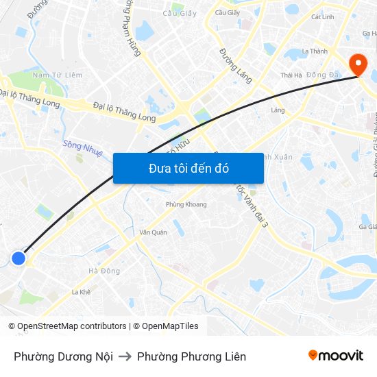 Phường Dương Nội to Phường Phương Liên map