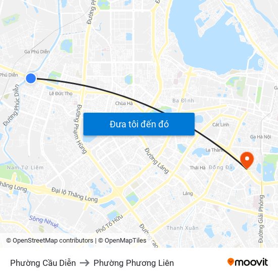 Phường Cầu Diễn to Phường Phương Liên map