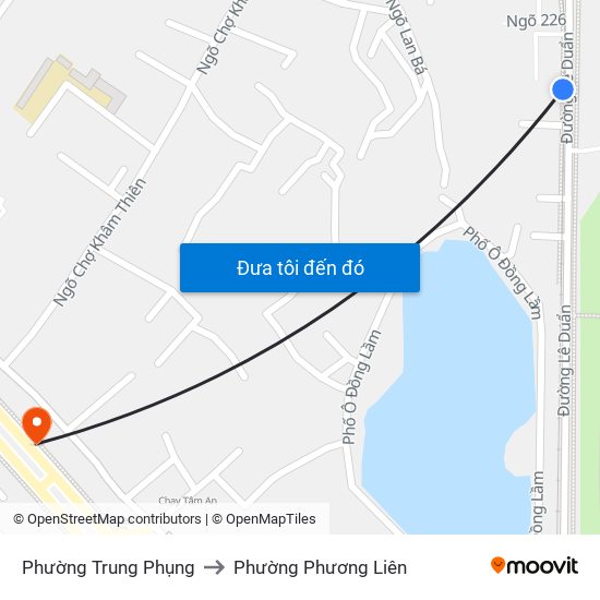 Phường Trung Phụng to Phường Phương Liên map