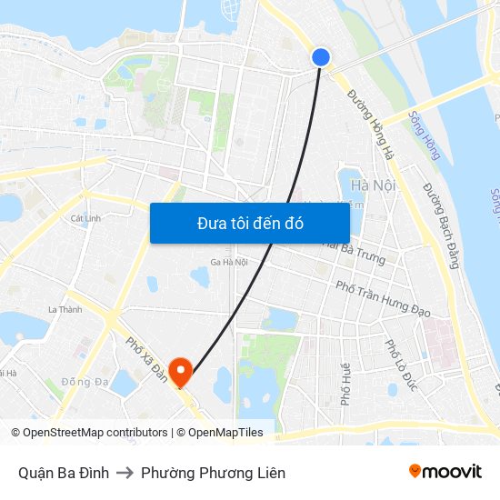 Quận Ba Đình to Phường Phương Liên map